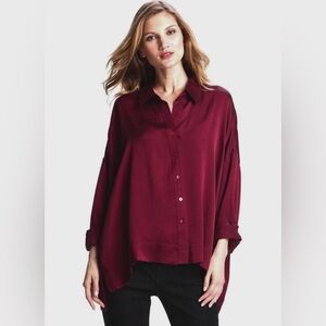 EILEEN FISHER OVERSIZED SMALL MEDIUM LARGE XL HAMMERED SILK SATIN SHIRT
